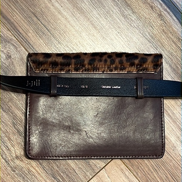 J. Jill Leopard Print Calf Hair Belt Bag Leather XS/S - Picture 2 of 5